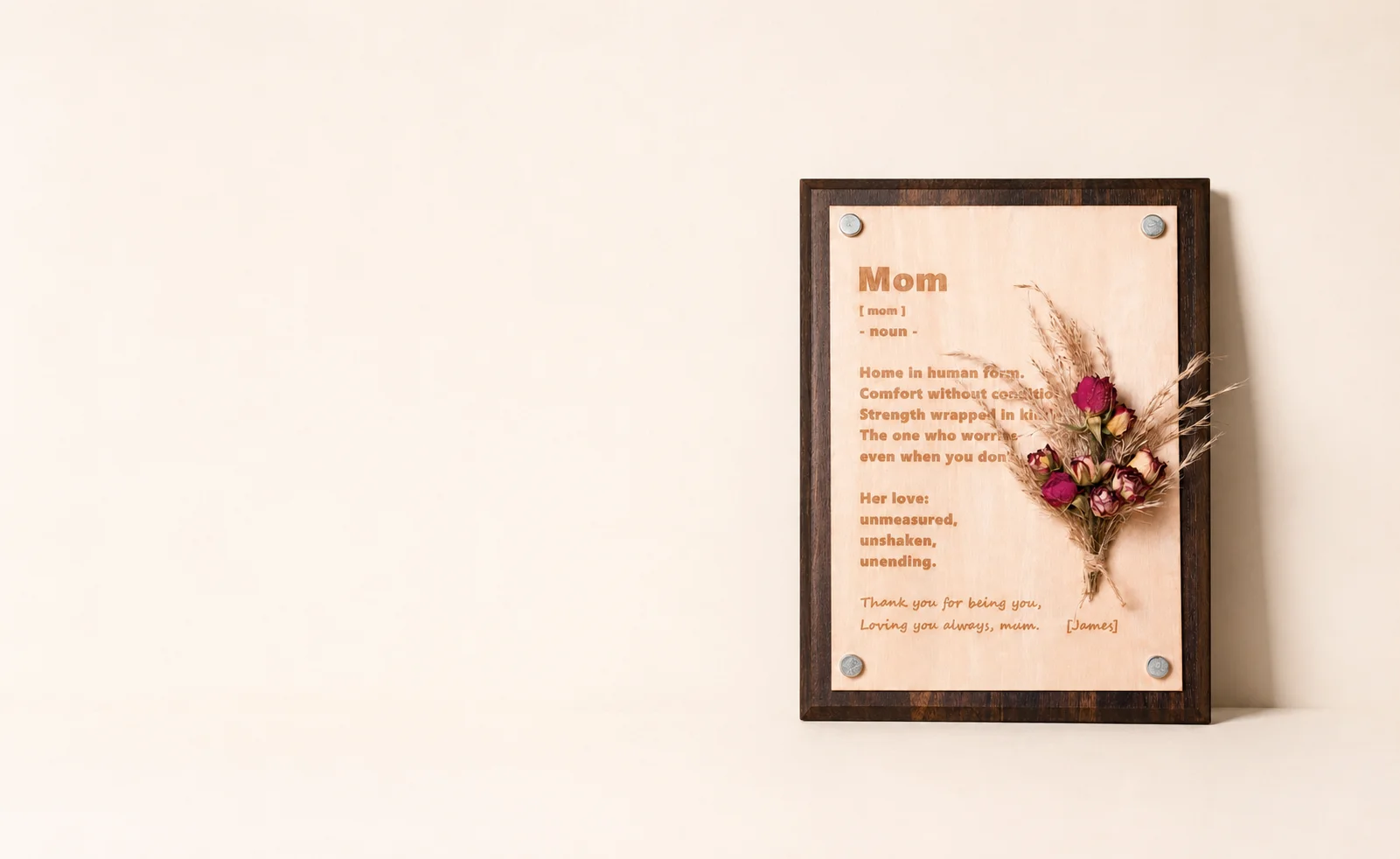 Plaque souvenir de maman en bois