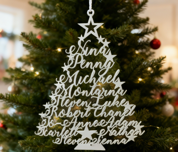 Nom de famille découpé au laser ornements de Noël