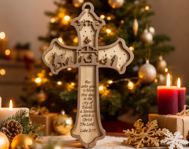 Ornements de Noël sur le thème de Jésus faits avec Thunder Laser Bolt