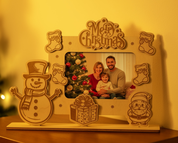 Cadres photo de Noël découpés au laser