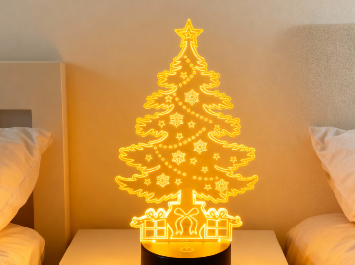 Veilleuse LED de Noël avec acrylique gravé au laser