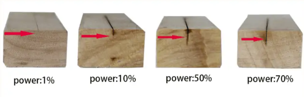 Effet de réglage de la puissance pour la gravure laser sur bois