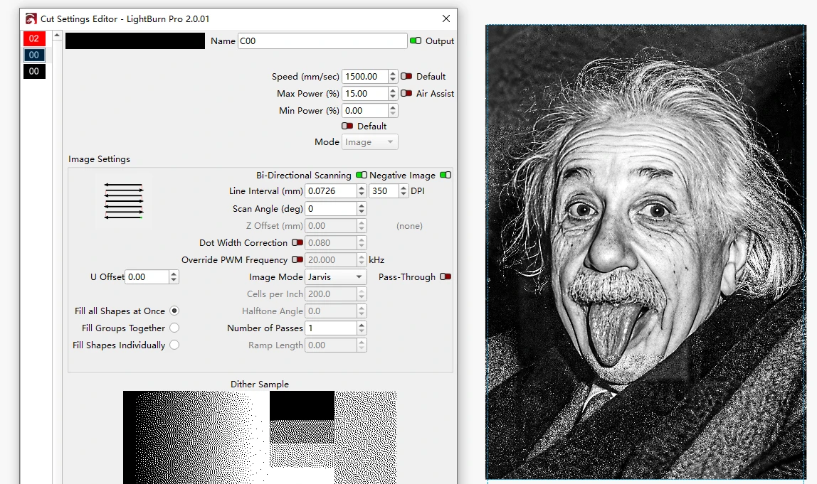 Paramètres laser pour laser gravure image sur marbre avec titan pro 35